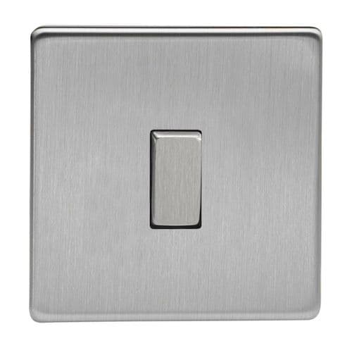 Varilight XDS7S Screwless Brushed Steel 1 Gang 10A Intermediate Rocker Light Switch