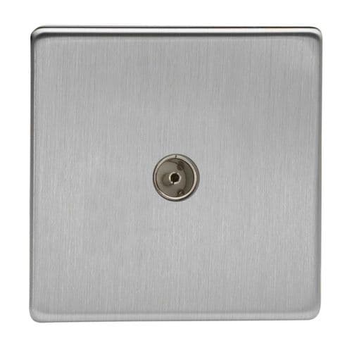 Varilight XDS8S Screwless Brushed Steel 1 Gang Co-Axial TV Socket