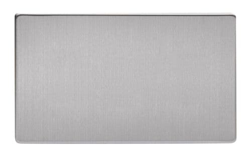 Varilight XDSDBS Screwless Brushed Steel 2 Gang Double Blank Plate