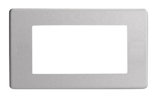 Varilight XDSG4S Screwless Brushed Steel DataGrid Twin Plate (4 DataGrid Spaces)