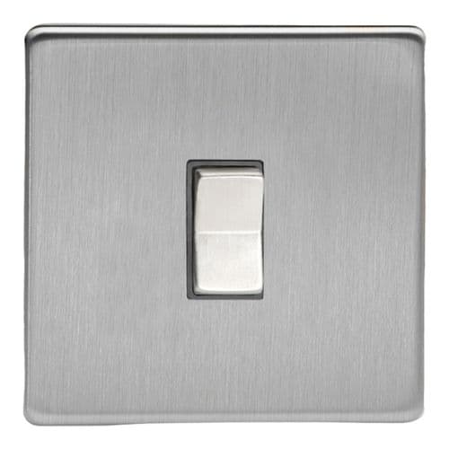 Varilight XDSKR1S Screwless Brushed Steel 1 Gang 10A 2 Way & Off Retractive Switch