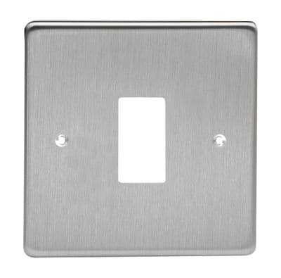 Varilight XDSPG1 PowerGrid Brushed Steel 1 Gang Grid Plate (Single Plate)