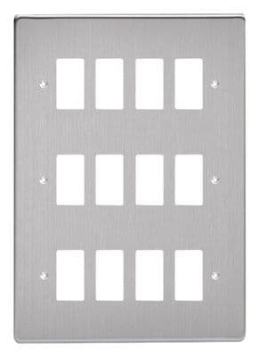 Varilight XDSPG12 PowerGrid Brushed Steel 12 Gang Grid Plate (Triple Twin Plate)