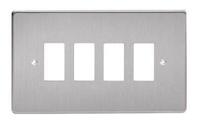 Varilight XDSPG4 PowerGrid Brushed Steel 4 Gang Grid Plate (Twin Plate)