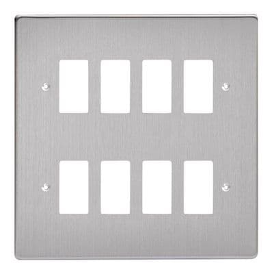 Varilight XDSPG8 PowerGrid Brushed Steel 8-Gang Grid Plate (Double Twin Plate)