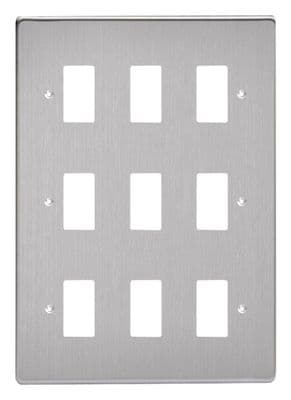 Varilight XDSPG9 PowerGrid Brushed Steel 9-Gang Grid Plate (Triple Twin Plate)