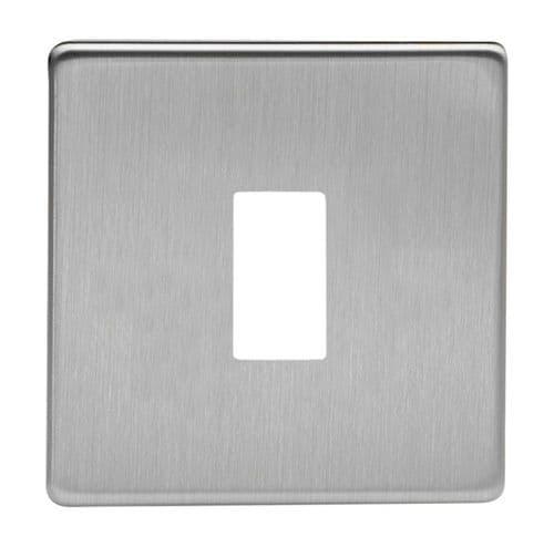 Varilight XDSPGY1S Screwless Brushed Steel 1 Gang PowerGrid Plate (Single Plate)
