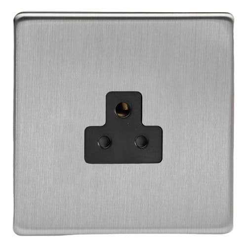 Varilight XDSRP2ABS Screwless Brushed Steel 1 Gang 2A Round Pin Socket