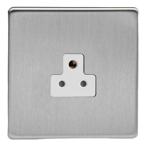 Varilight XDSRP2AWS Screwless Brushed Steel 1 Gang 2A Round Pin Socket