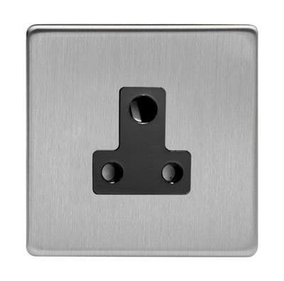 Varilight XDSRP5ABS Screwless Brushed Steel 1 Gang 5A Round Pin Plug Socket