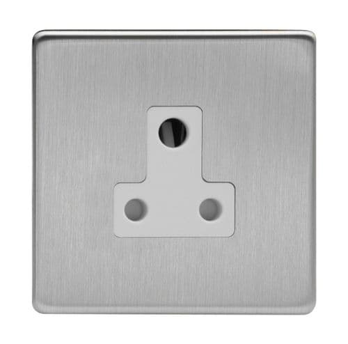 Varilight XDSRP5AWS Screwless Brushed Steel 1 Gang 5A Round Pin Plug Socket