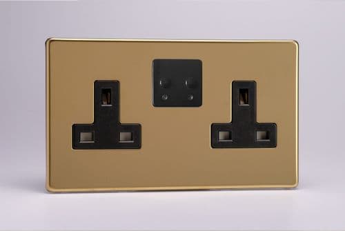 Varilight XDV5VSBS Screwless Polished Brass 2 Gang 13A Wi-Fi Socket for V-Pro Smart Supla