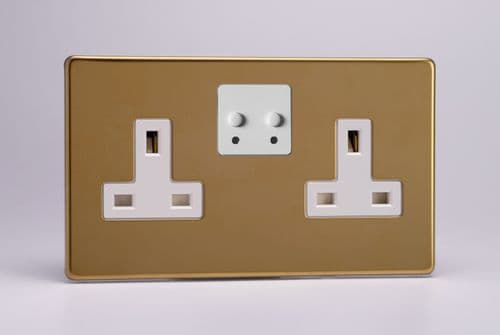 Varilight XDV5VSWS Screwless Polished Brass 2 Gang 13A Wi-Fi Socket for V-Pro Smart Supla