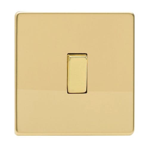 Varilight XDV7S Screwless Polished Brass 1 Gang 10A Intermediate Rocker Light Switch