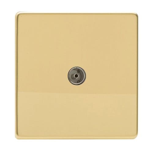 Varilight XDV8S Screwless Polished Brass 1 Gang Co-Axial TV Socket