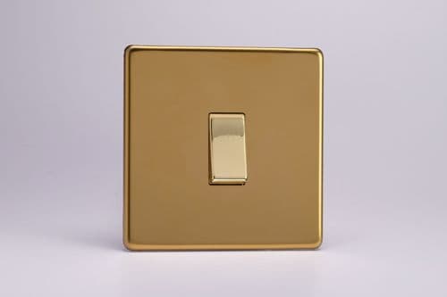 Varilight XDVBR1S Screwless Polished Brass 1 Gang 10A Retractive Switch