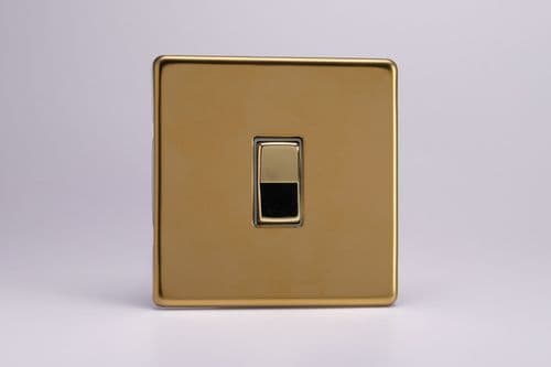 Varilight XDVKR1S Screwless Polished Brass 1 Gang 10A 2 Way & Off Retractive Switch