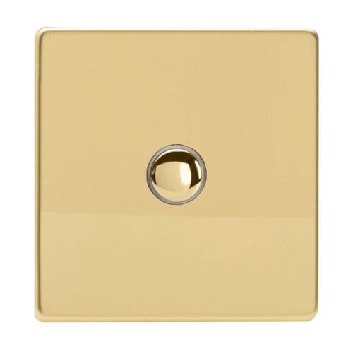 Varilight XDVP1S Screwless Polished Brass 1 Gang 6A 1 or 2 Way Push-On/Off Impulse Switch
