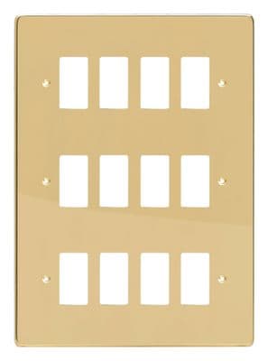Varilight XDVPG12 PowerGrid Polished Brass 12 Gang Grid Plate (Triple Twin Plate)