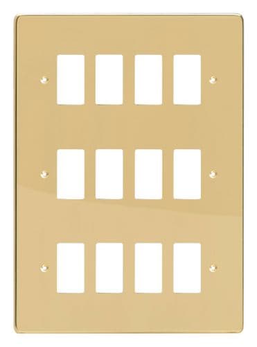 Varilight XDVPG12 PowerGrid Polished Brass 12 Gang Grid Plate (Triple Twin Plate)