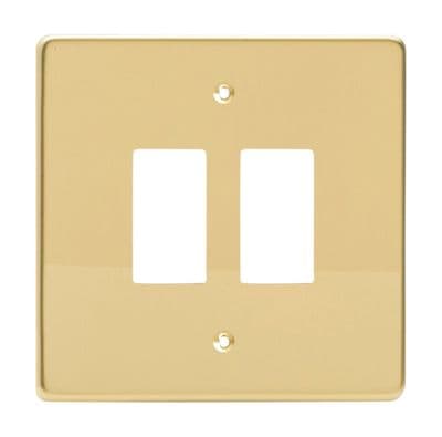 Varilight XDVPG2 PowerGrid Polished Brass 2 Gang Grid Plate (Single Plate)