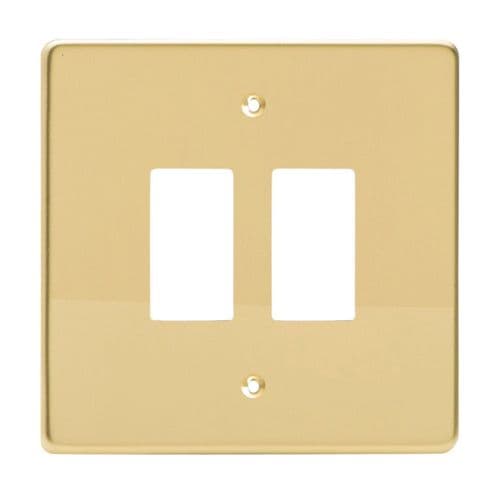 Varilight XDVPG2 PowerGrid Polished Brass 2 Gang Grid Plate (Single Plate)