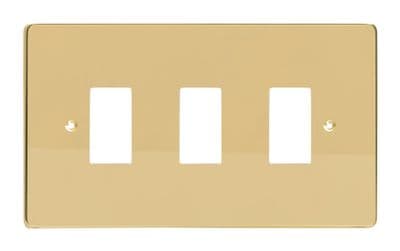 Varilight XDVPG3 PowerGrid Polished Brass 3 Gang Grid Plate (Twin Plate)