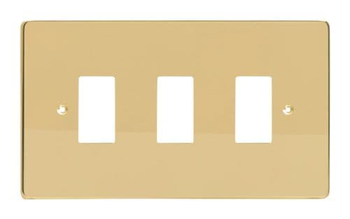 Varilight XDVPG3 PowerGrid Polished Brass 3 Gang Grid Plate (Twin Plate)