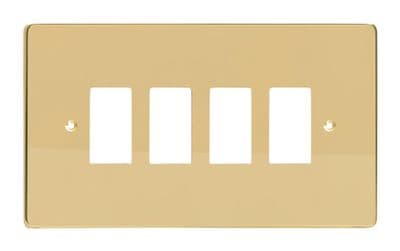 Varilight XDVPG4 PowerGrid Polished Brass 4 Gang Grid Plate (Twin Plate)