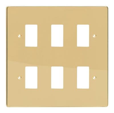 Varilight XDVPG6 PowerGrid Polished Brass 6 Gang Grid Plate (Double Twin Plate)