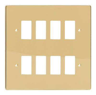 Varilight XDVPG8 PowerGrid Polished Brass 8-Gang Grid Plate (Double Twin Plate)
