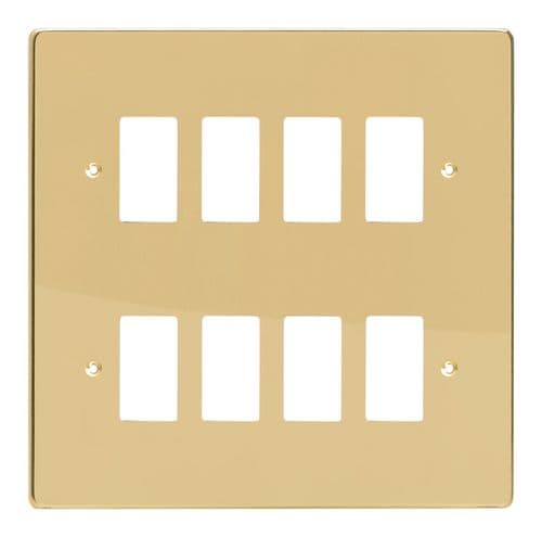 Varilight XDVPG8 PowerGrid Polished Brass 8-Gang Grid Plate (Double Twin Plate)