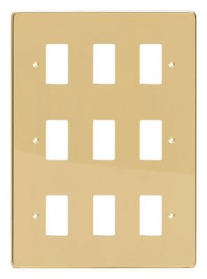 Varilight XDVPG9 PowerGrid Polished Brass 9-Gang Grid Plate (Triple Twin Plate)