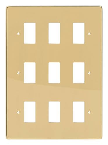 Varilight XDVPG9 PowerGrid Polished Brass 9-Gang Grid Plate (Triple Twin Plate)