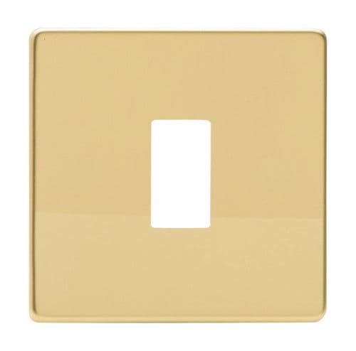 Varilight XDVPGY1S Screwless Polished Brass 1 Gang PowerGrid Plate (Single Plate)