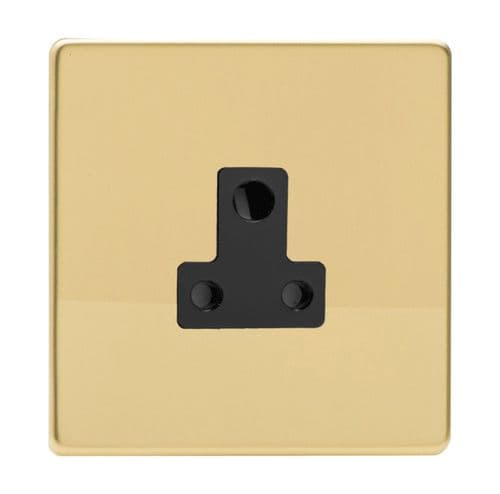 Varilight XDVRP5ABS Screwless Polished Brass 1 Gang 5A Round Pin Plug Socket