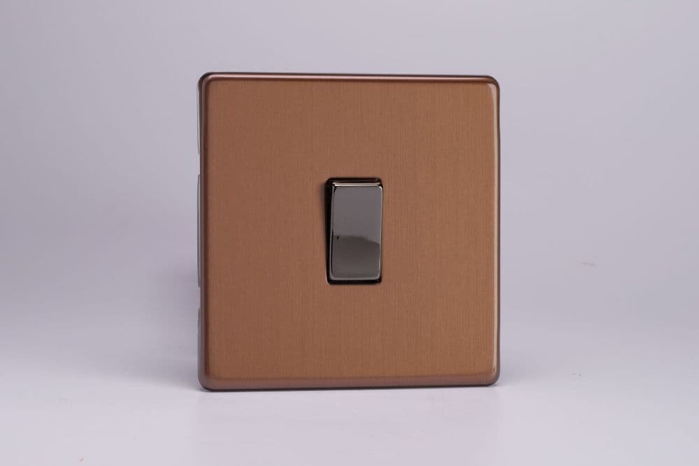 Varilight XDY1S.BZ Screwless Brushed Bronze 1 Gang 10A 1 or 2 Way Rocker Light Switch