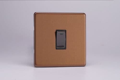 Varilight XDY20NS.BZ Screwless Brushed Bronze 1 Gang 20A Double Pole Rocker Switch + Neon