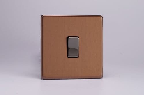 Varilight XDY20S.BZ Screwless Brushed Bronze 1 Gang 20A Double Pole Rocker Light Switch