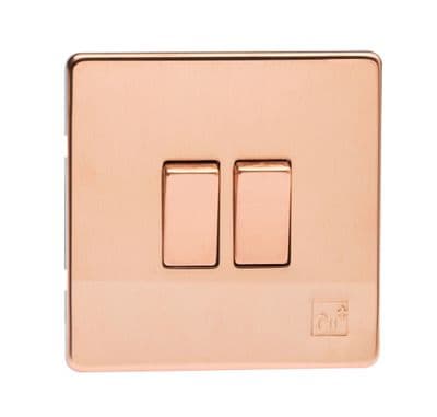 Varilight XDY2S.AC Screwless Cu29 Raw Copper 2 Gang 10A 1 or 2 Way Rocker Light Switch