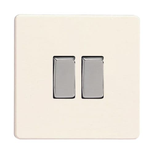 Varilight XDY2S.PD Screwless Primed 2 Gang 10A 1 or 2 Way Rocker Light Switch