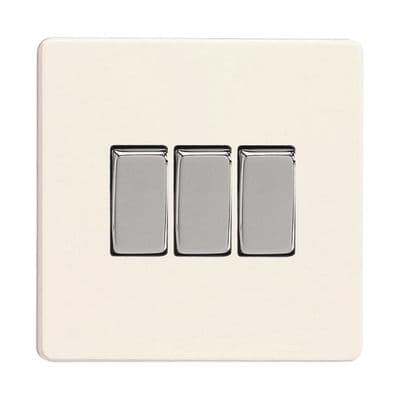 Varilight XDY3S.PD Screwless Primed 3 Gang 10A 1 or 2 Way Rocker Light Switch