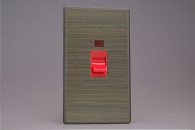 Varilight XDY45NS.AB Urban Screwless Antique Brass 45A Cooker Switch + Neon (Vertical Twin Plate)