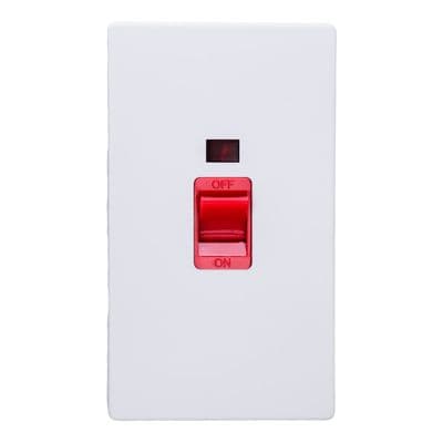 Varilight XDY45NS.PD Screwless Primed 45A DP Cooker Switch Vertical Twin Plate + Neon
