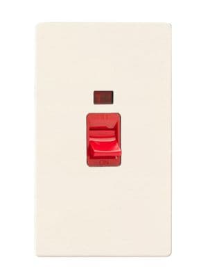 Varilight XDY45NS.PD Screwless Primed 45A DP Cooker Switch Vertical Twin Plate + Neon