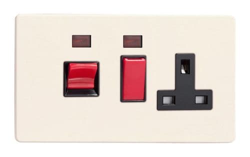 Varilight XDY45PNBS.PD Screwless Primed 45A DP Cooker Switch + 13A Switched Socket