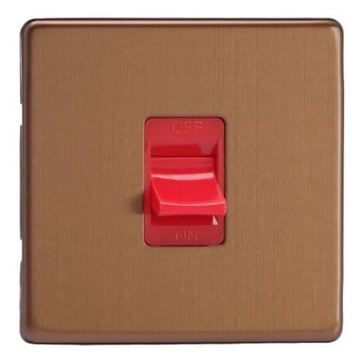 Varilight XDY45SS.BZ Screwless Brushed Bronze 45A DP Cooker Switch Single Plate