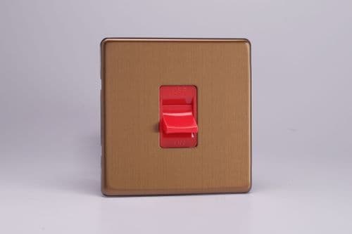 Varilight XDY45SS.BZ Screwless Brushed Bronze 45A DP Cooker Switch Single Plate