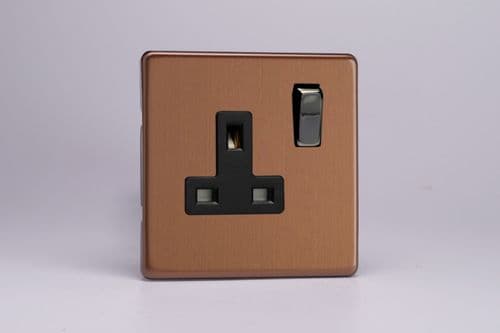 Varilight XDY4BS.BZ Screwless Brushed Bronze 1 Gang 13A DP Single Switched Plug Socket