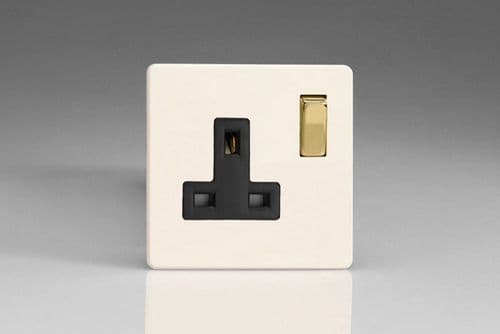 Varilight XDY4VBS.PD Screwless Primed Brass 1 Gang 13A DP Switched Plug Socket Metal Rockers